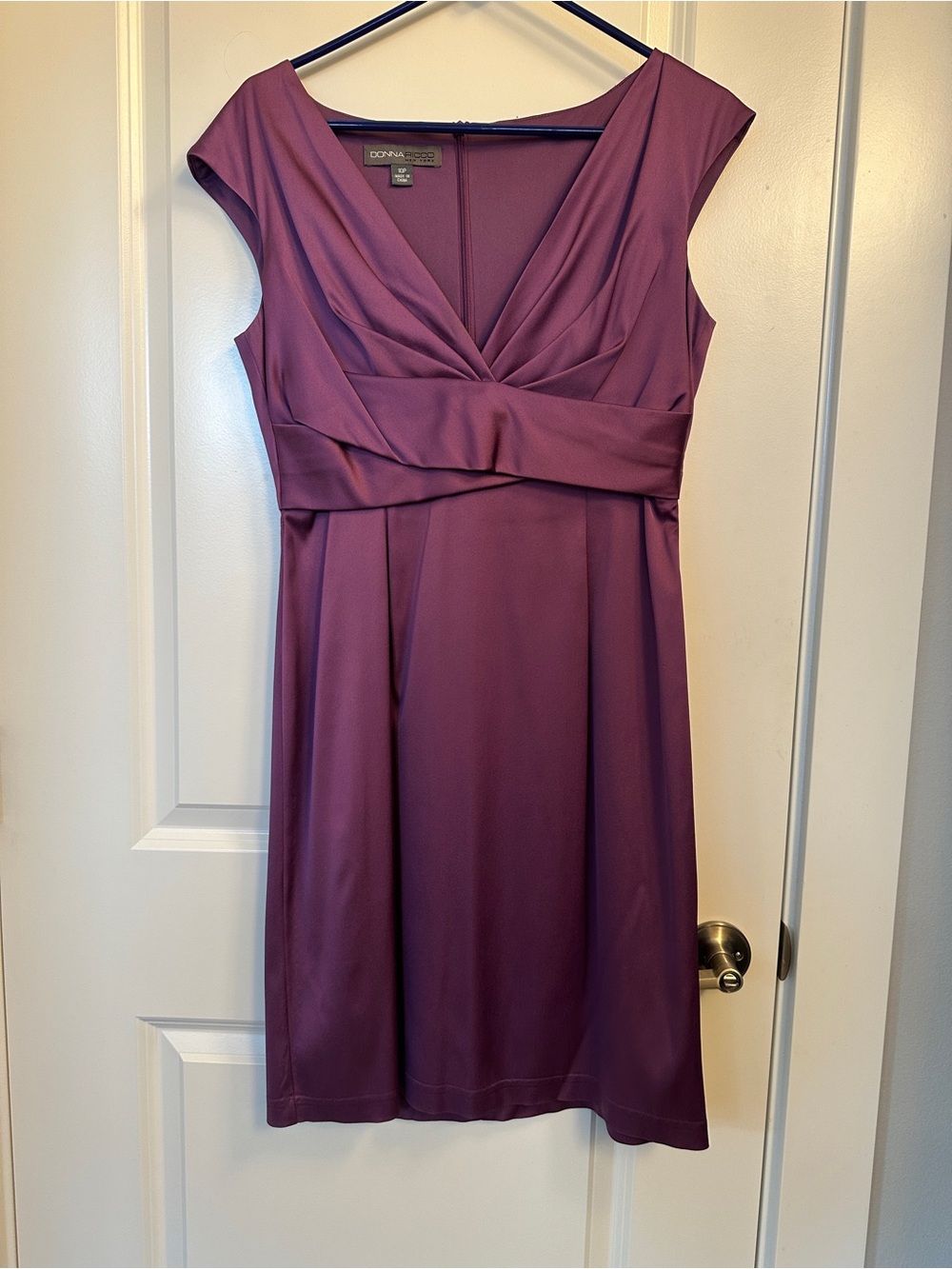 Purple V-Neck Cap Sleeve Dress - Donna Ricco New York